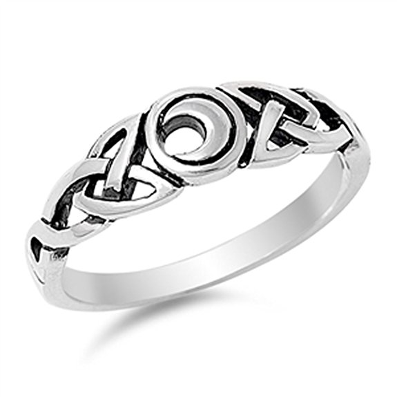 Sterling Silver Women's Moon Eye Celtic Knot Ring (Sizes 5-10)