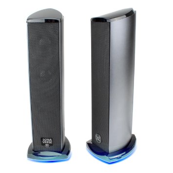 GOgroove 20 USB Multimedia Speakers with Passive Subwoofer and Aluminum Housing - Works with Apple Macbook  Asus EeeBook  Dell Optiplex and More