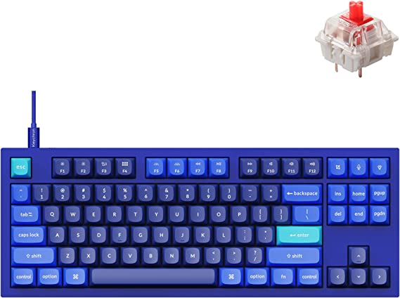 Keychron Q3 RGB Tenkeyless Layout 87-Key QMK/VIA Programmable Macro Hot-swappable Wired Custom Mechanical Keyboard with Gateron G Pro Red Switch Double Gasket Compatible with Mac Windows Linux(Blue)