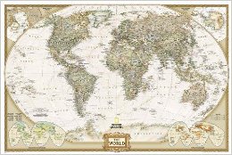 World Executive Poster Sized Wall Map (Tubed World Map) (National Geographic Reference Map)