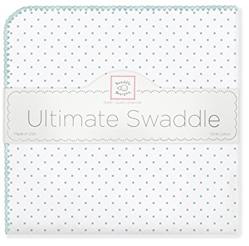 SwaddleDesigns Ultimate Receiving Blanket, Classic Polka Dots, SeaCrystal (Discontinued by Manufacturer)