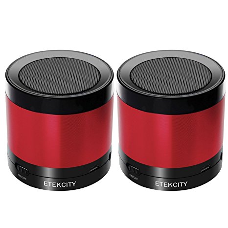 Etekcity RoverBeats T16 Ultra Portable Wireless Bluetooth Speaker, Enhanced Bass (red 2pack)