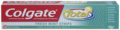 Colgate Total Fresh Mint Stripe Gel Toothpaste, 7.8 Ounce (Pack of 6)