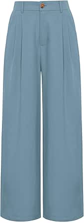 GRACE KARIN Wide Leg Pants for Women Cotton Linen Business Casual Long Trousers Palazzo Pants with Pockets