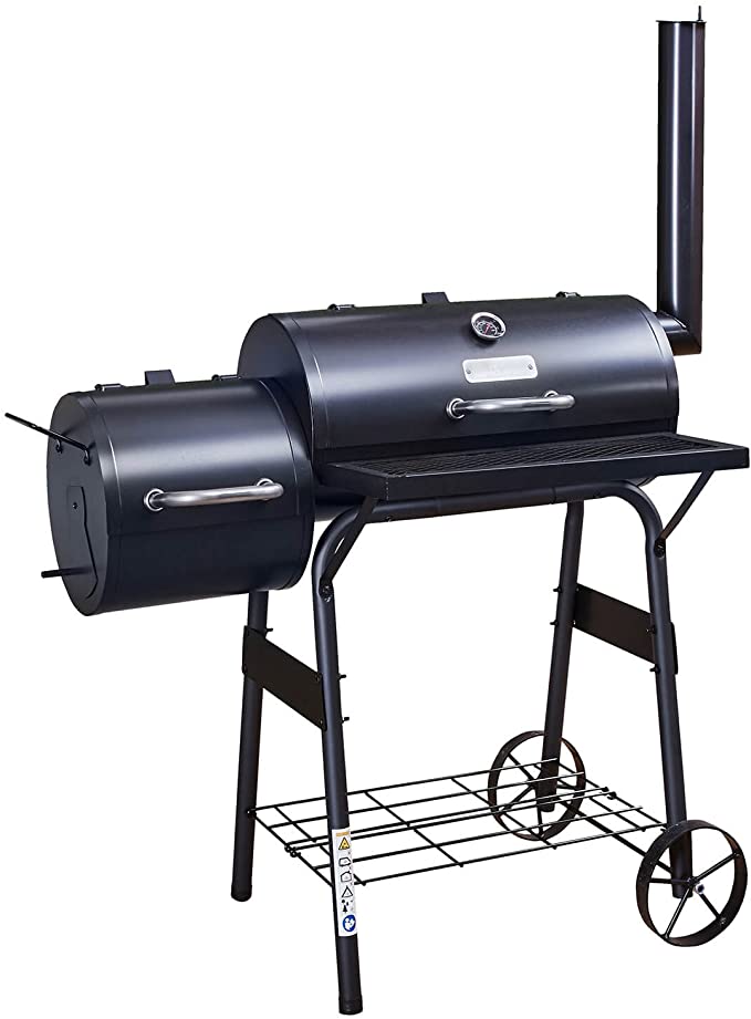 Fire Mountain American Style Drum Barbecue | Charcoal Smoker with Wheels and Temperature Gauge
