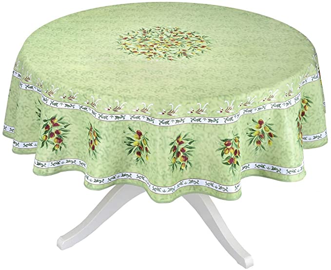 Provence Olivier Green French Provencal Tablecloth - 70" Round