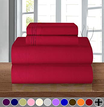 Elegant Comfort Luxury Soft 1500 Thread Count Egyptian 4-Piece Premium Hotel Quality Wrinkle and Fade Resistant Coziest Bedding Set, Easy All Around Elastic Fitted Sheet, Deep Pocket up to 16inch, Queen, Burgundy