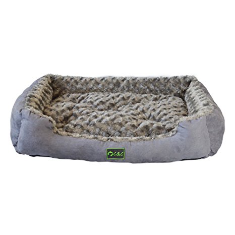 Mango Spot Dogs Sofa Fluffy, Washable Rectangular Cuddler Pet Bed with Removable Pillow, 28.3Lx21.2Wx4.3H Inch