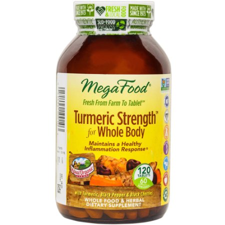 MegaFood - Turmeric Strength for Whole Body, Supports Healthy Aging, 120 Tablets (Premium Packaging)