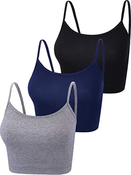 3 Pieces Spaghetti Strap Tank Camisole Top Crop Tank Top for Sports Yoga Sleeping