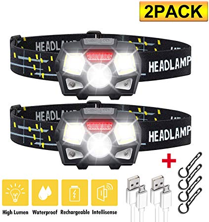 STURME Rechargeable Headlamp, 2 Pack Ultra Brightness LED Headlamp Flashlight For Adult And Kids,Waterproof Lightweight Head Light For Reading Working Running Camping Fishing Hunting And More