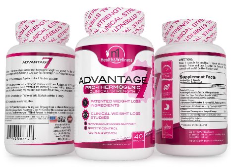 Advantage7 Clinical Weight Loss 50 Weight Loss Studies over 7 Weight Loss Patents, FDA Gras Approved Ingredients, No Jitter Smooth Energy