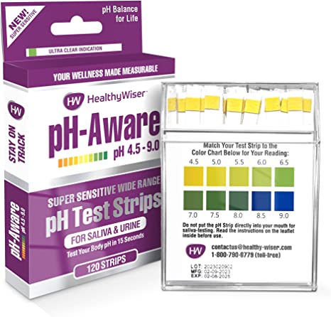 pH Test Strips 120ct - Tests Body pH Levels Using Saliva and Urine, Great For Diabetes & For Anyone Who Wants To Stay Alkaline, Helps Track and Monitor Your pH Balance & A Healthy Diet, pH Scale 4.5-9