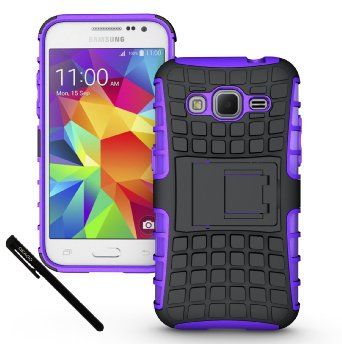 Samsung Galaxy Core Prime Case Cover - Tough Rugged Dual Layer Protective Case with Kickstand for Samsung Galaxy Core Prime G360 / Prevail LTE (2015 Release) - Purple