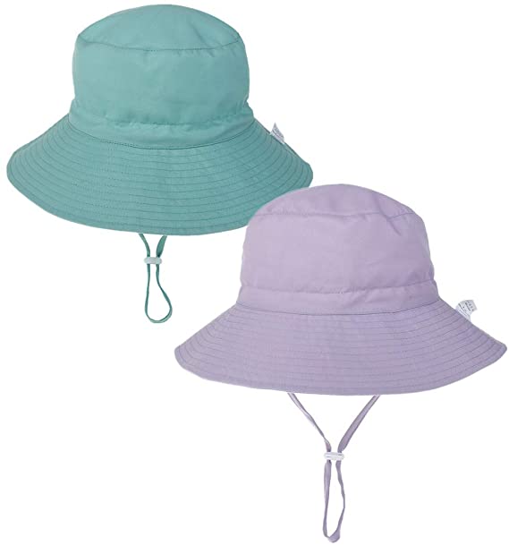 Sun Hat Baby Boy Girl's Summer Beach Cap, UPF 50  Sun Protection Cap Fish Bucket Hats for Toddler Kids 2-Pack
