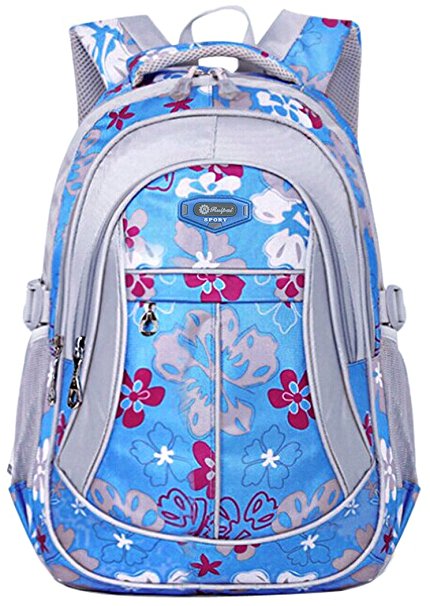 Tinksky Girls Sports Backpack Flowers Pattern Travel Backpacks Students Book Bag
