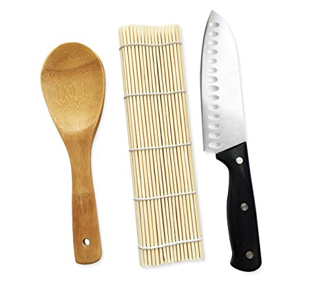 Sushi Kit - Sushi Making Kit - Sushi Roll Kit - Stainless Steel Knife, Bamboo Mat, Rice Spoon - Perfect for Beginners by D&M Kitchen
