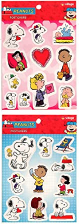 SNOOPY Stickers Decal Peanuts Charlie Brown 2 Pieces 1 of Each