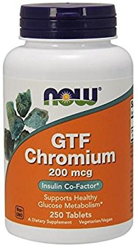 NOW Foods GTF Chromium 200mcg, 250 Tablets,