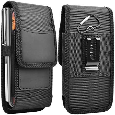 Njjex Cell Phone Holster Nylon Belt Clip Loop Phone Pouch Card Holder Compatible with iPhone 12 Pro Max 11 XS XR 6S 7 8 Plus LG Stylo 6 5 4 3 K51 K40 K30 V60 Aristo 5 4 Moto G Fast Power Stylus E6 E5