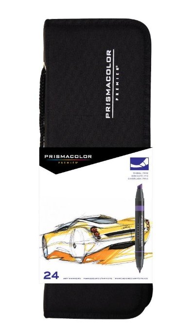 Prismacolor Premier Double-Ended Art Markers, Fine and Chisel Tip, 24 Pack, with Carrying Case