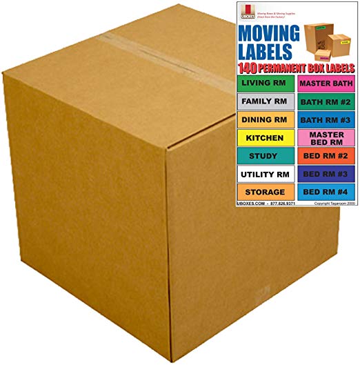 UBOXES Extra Large Moving Boxes - Pack of 5-23"x23"x16" & Moving Labels