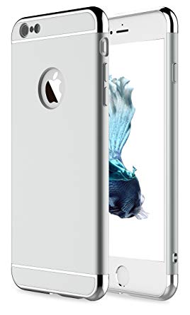 iPhone 6 Case, iPhone 6s Case,RORSOU 3 in 1 Ultra Thin and Slim Hard Case Coated Non Slip Matte Surface with Electroplate Frame for Apple iPhone 6 (4.7") and iPhone 6S (4.7") - Silver