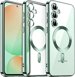 JETech Soft Clear Case for Samsung Galaxy S24 FE, Camera Lens Full Protection, Compatible with MagSafe Wireless Charging, Shockproof Electroplated TPU Phone Cover (Mint Green)