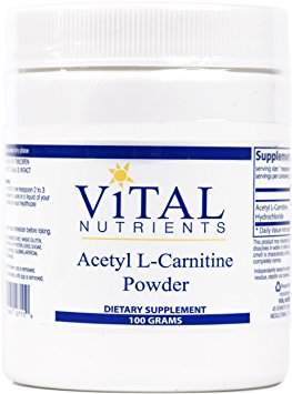 Vital Nutrients - Acetyl L-Carnitine Powder - Supports Normal Brain Function - 100 Grams