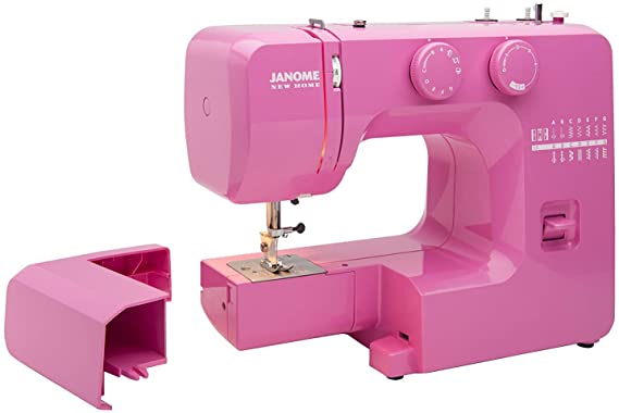 Janome Pink Sorbet Easy-to-Use Sewing Machine with Interior Metal Frame, Bobbin Diagram, Tutorial Videos, Made with Beginners in Mind!