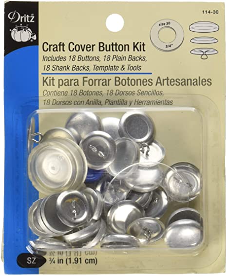 Dritz Craft Cover Button Kits-Size 30 18/Pkg, Steel, Nickel, (3/4-Inch)