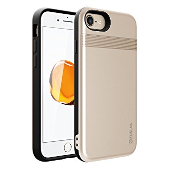 iPhone 7 Case, ZUSLAB [ SLIDE ARMOR ] Card Holder Hidden Wallet, Hybrid Dual Layer ShockProof Protective bumper for Apple iPhone 7 2016 Card Slot Cover (Gold)