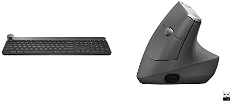 Logitech Craft Advanced Wireless Keyboard & MX Vertical Wireless Mouse – Advanced Ergonomic Design Reduces Muscle Strain, Graphite