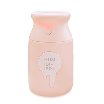 Cool Mist Ultrasonic Humidifier, 180ML USB Portable Mist Air Mini Humidifier-Quiet Operation, Automatic Shut Down Function For Office Home Bedroom Car(Pink-180ML)