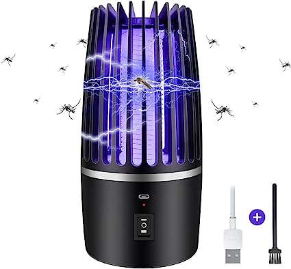 Lámpara Antimosquitos Eléctrico, 2 en 1 Mata Mosquitos Electrico, USB Recargable UV Mosquito Lámpara Trampa para Insectos, Moscas, Polillas, para Interiores y Exteriores