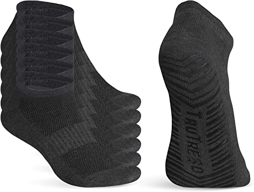 TruTread Non Slip Grip Yoga Socks for Women & Men - Non Skid Hospital, Yoga, Barre, Pilates, 6 Pairs