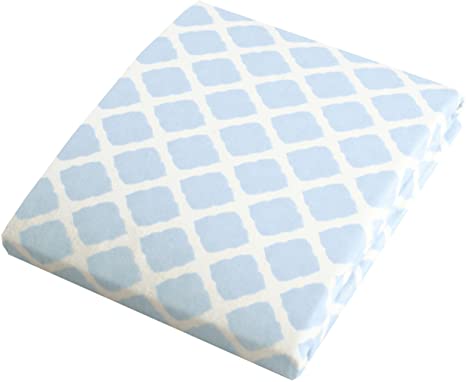 Kushies Pack N Play Playard Sheet, Soft 100% breathable cotton flannel, Made in Canada, Blue Lattice