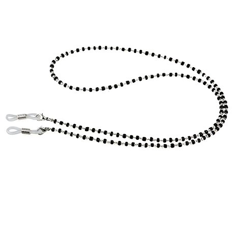 Eyeglass Chain - Pixnor Crystal Beads Beaded Sunglass Chain (Black Clear)