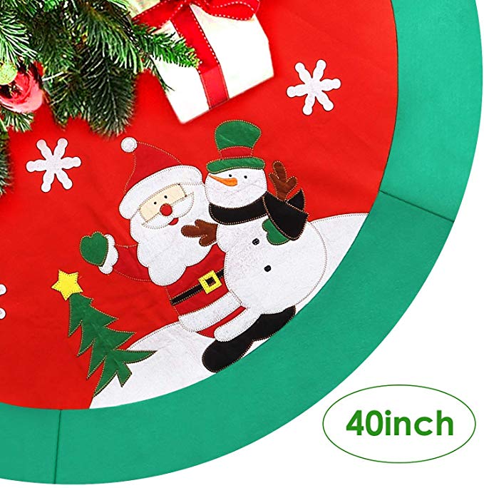 AGM Christmas Tree Skirt, 40'' Xmas Ornaments for Christmas Holiday Indoor Outdoor Decoration
