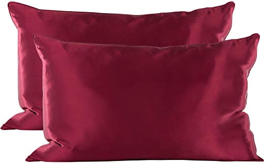 TexereSilk Mulberry Silk Pillowcase (2-Pack, Wine 2 PK, Q) Luxury Cases