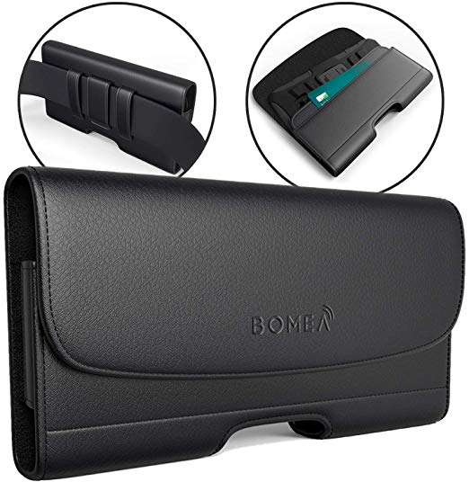 Bomea Samsung Galaxy Note 9 Holster Case, Premium Leather Galaxy Note 8 Belt Case with Belt Clip Loops Holster Pouch with ID Card Holder for Samsung Note 9 Note 8 (Fits Phone w/Otterbox Case On)