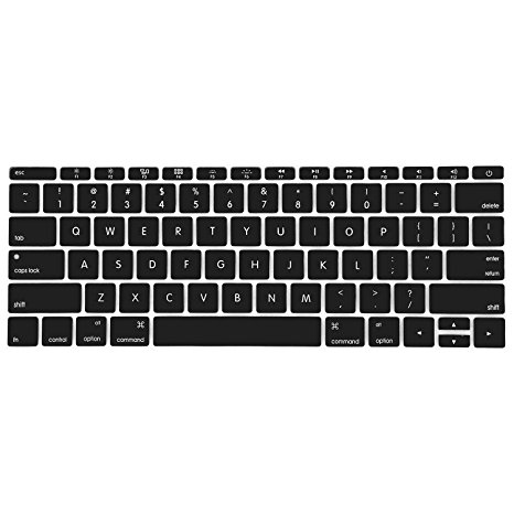 Mosiso Protective Keyboard Skin for MacBook 12 Inch with Retina Display A1534 (Newest Version 2017/2016/2015), Black