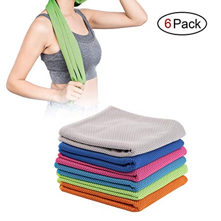 Mudax 6 Pack Cooling Towel, Ice Towel for Neck Instant Cooling, Chilly Towels for Men Women Kids, Super Absorbent Microfiber Towel for Athletes, Workout, Sports, Fitness, Gym, Running, Camping