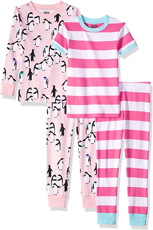 Amazon Brand - Spotted Zebra Girl's Snug-Fit Cotton Pajamas Sleepwear Sets