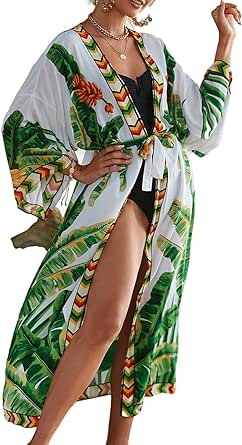 Bsubseach Women's Sexy Fashion Loose Bikini Swimwear Cover Up Long Kimono Cardigan