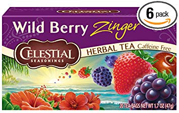 Celestial Seasonings Herbal Tea, Wild Berry Zinger, 20 Count (Pack of 6)