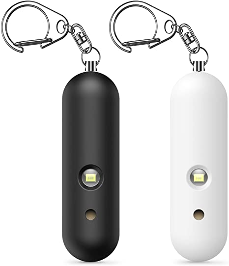 ORIA Safe Sound Personal Alarm, 130dB Personal Security Alarm Keychain with LED Light, Emergency Self Defense Alarms for Women, Kids, Elderly, White and Black, 2 Pack