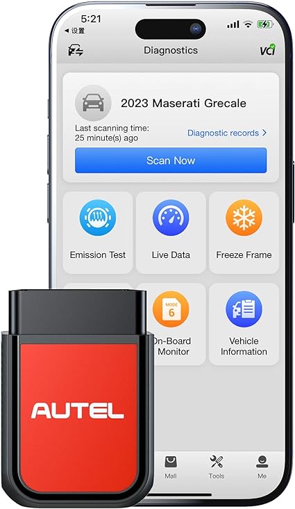 Autel AP2500E Bluetooth Code Reader OBD2 Scanner, Oil Reset, TPMS Relearn, EV Battery, BMS Reset, All-System Code Read/Clear, OBD2 10 Tests, Check Engine Light, 45  Car Brands, for Android/iOS