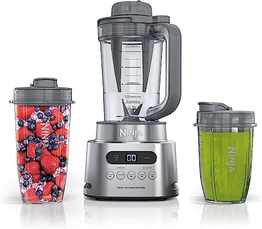 Ninja SS151 TWISTi Blender DUO, High-Speed 1600 WP Smoothie Maker & Nutrient Extractor* 5 Functions Smoothie, Spreads & More, smartTORQUE, 34-oz. Pitcher & (2) To-Go Cups, Gray