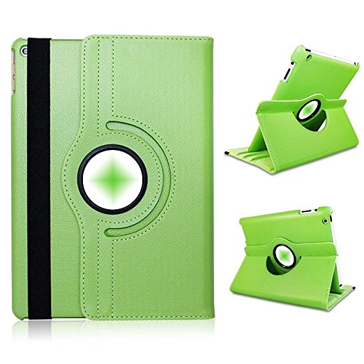 Case for iPad 2/ iPad 3 / iPad 4, GARUNK Premium PU Leather 360 Degree Rotating Multi-angle Stand Case Cover for Apple iPad 4 & 3 (3rd and 4th Generation with Retina Display) / iPad 2 - Green